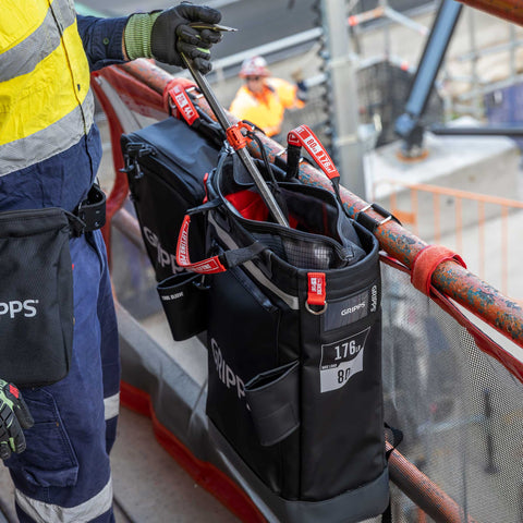 GrippTie Tool Connector Band on crowbar at work site GrippTie Tool Connector Band on crowbar at work site
