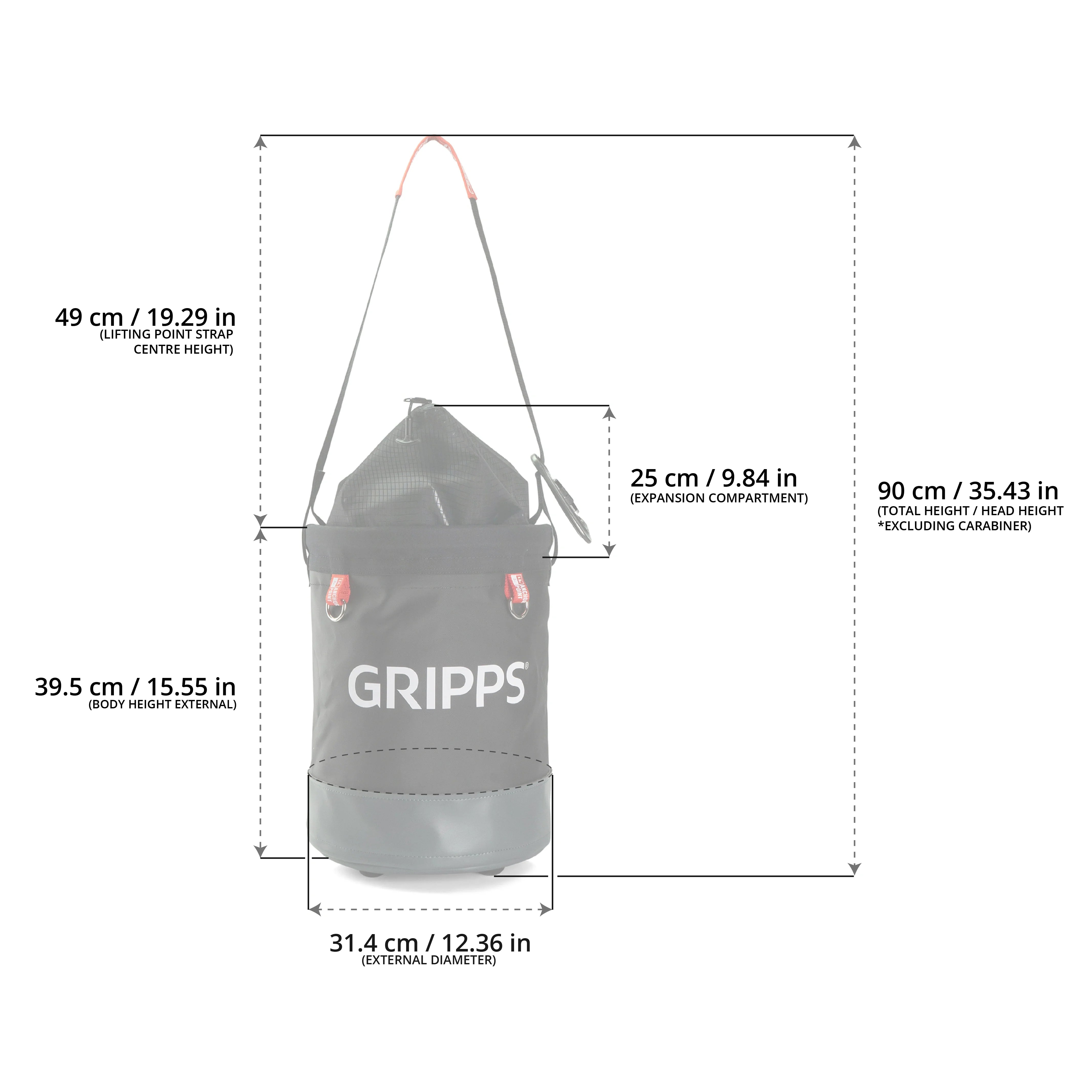 H01110 Bull Bag Dimensions Graphic