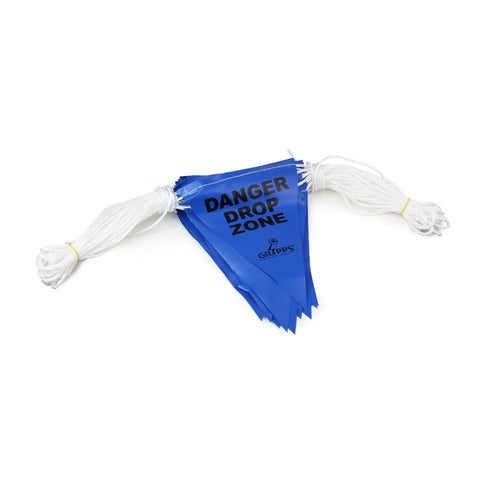 GRIPPS - Drop Zone Bunting Safety Flags on Rope - Blue